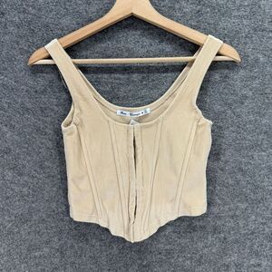 New Roma Concept Corset Top Women M Medium Beige Sleeveless Wide Strap Cotton